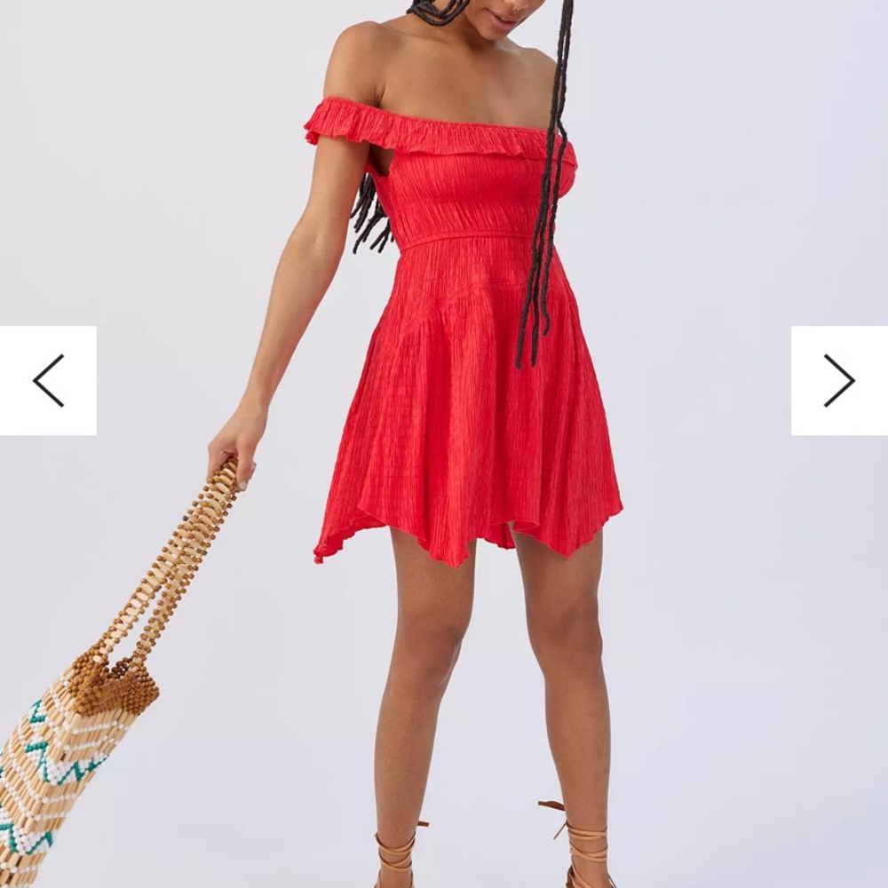 Urban Outfitters Red Off The Shoulder Mini Dress